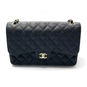 CHANEL Classic Flap Large / Jumbo Bag  Black Caviar Leather Gold Hardware