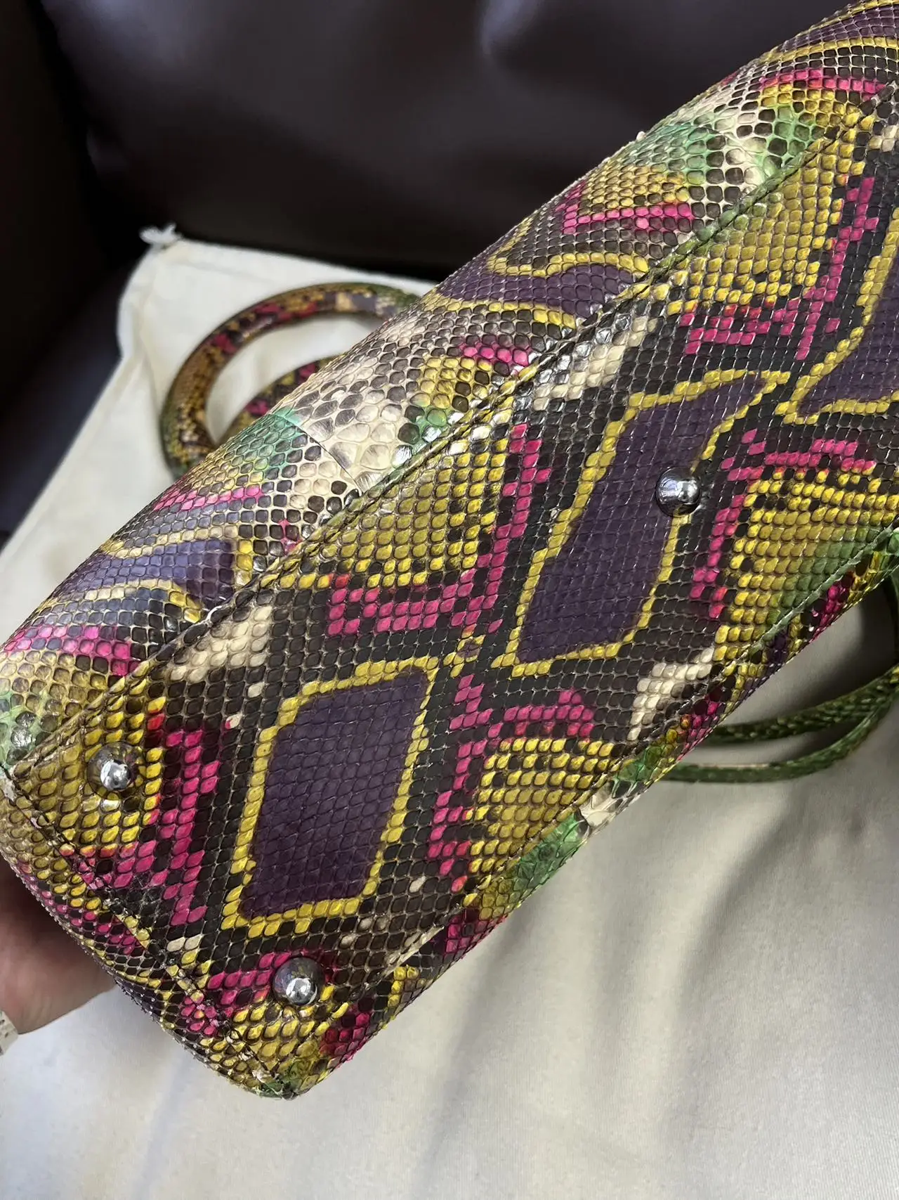 DIOR Large Lady Dior Lady Bag Multicolour Python Leather Bag Limited Version DIOR Large Lady Dior Lady Bag Multicolour Python Leather Bag Limited Version