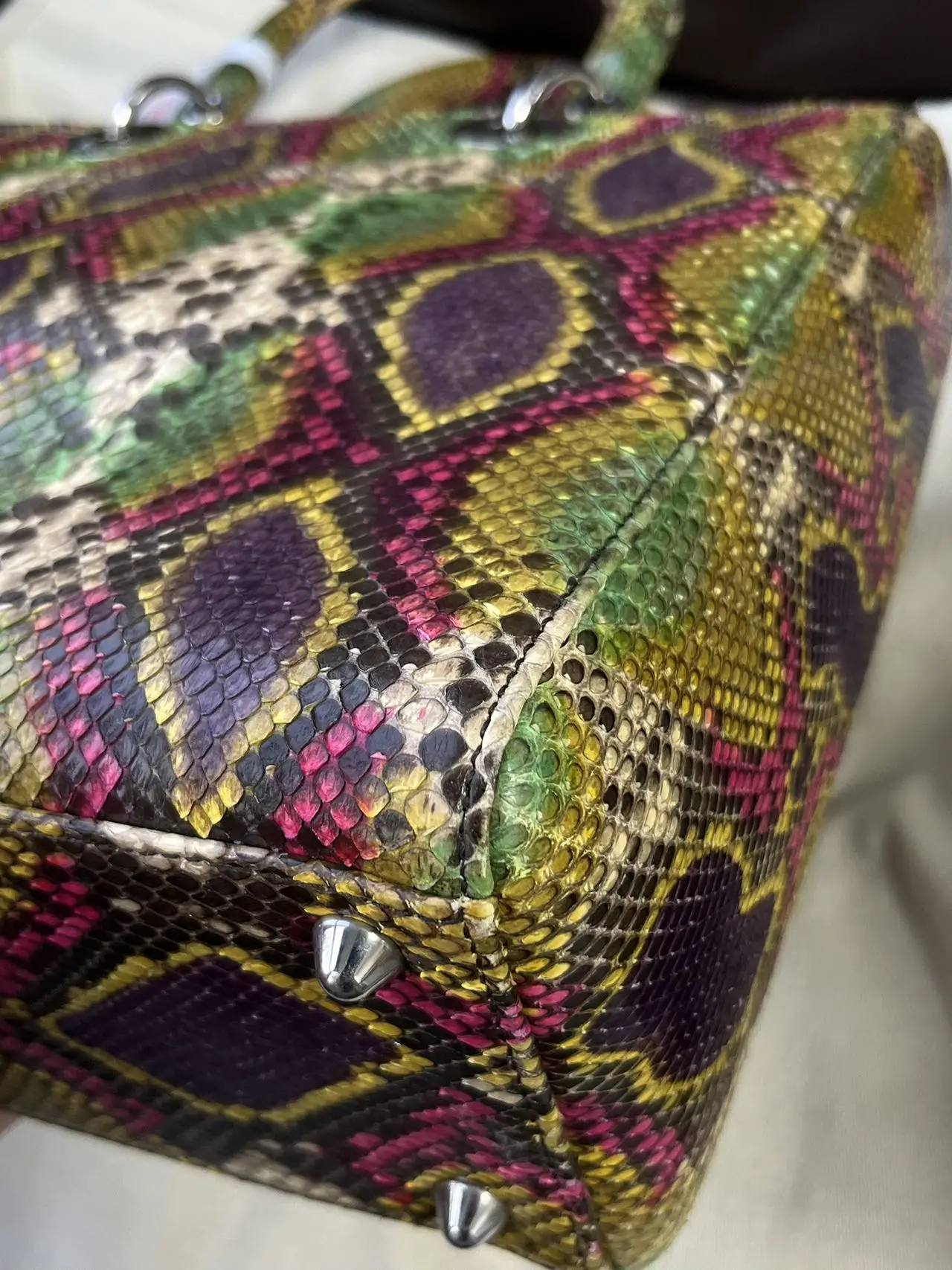 DIOR Large Lady Dior Lady Bag Multicolour Python Leather Bag Limited Version DIOR Large Lady Dior Lady Bag Multicolour Python Leather Bag Limited Version