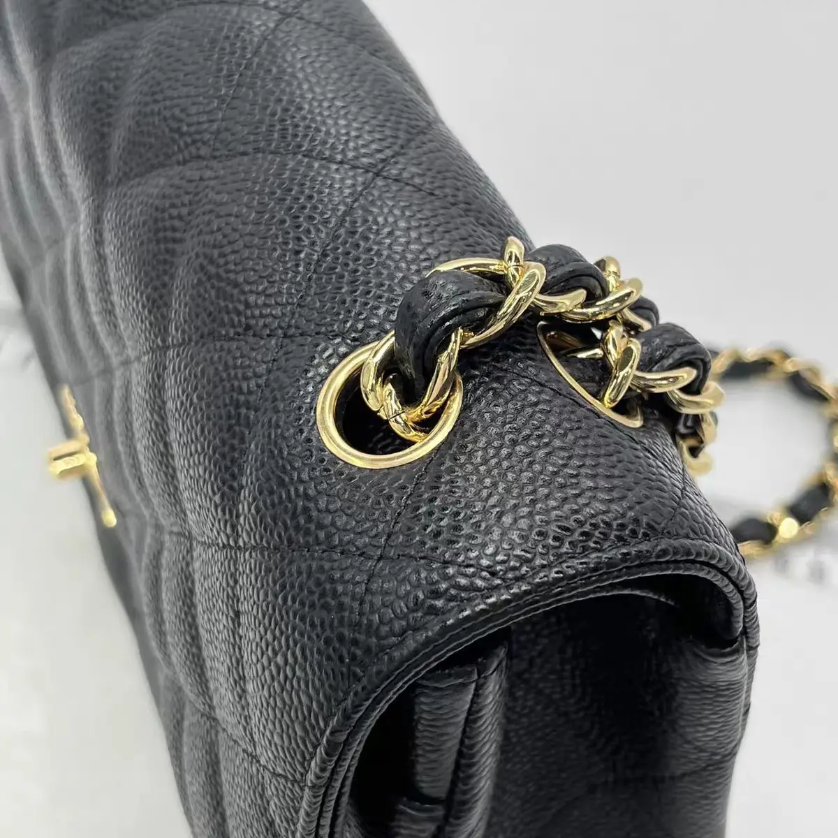 CHANEL Classic Flap Large / Jumbo Bag Black Caviar Leather Gold Hardware CHANEL Classic Flap Large / Jumbo Bag Black Caviar Leather Gold Hardware
