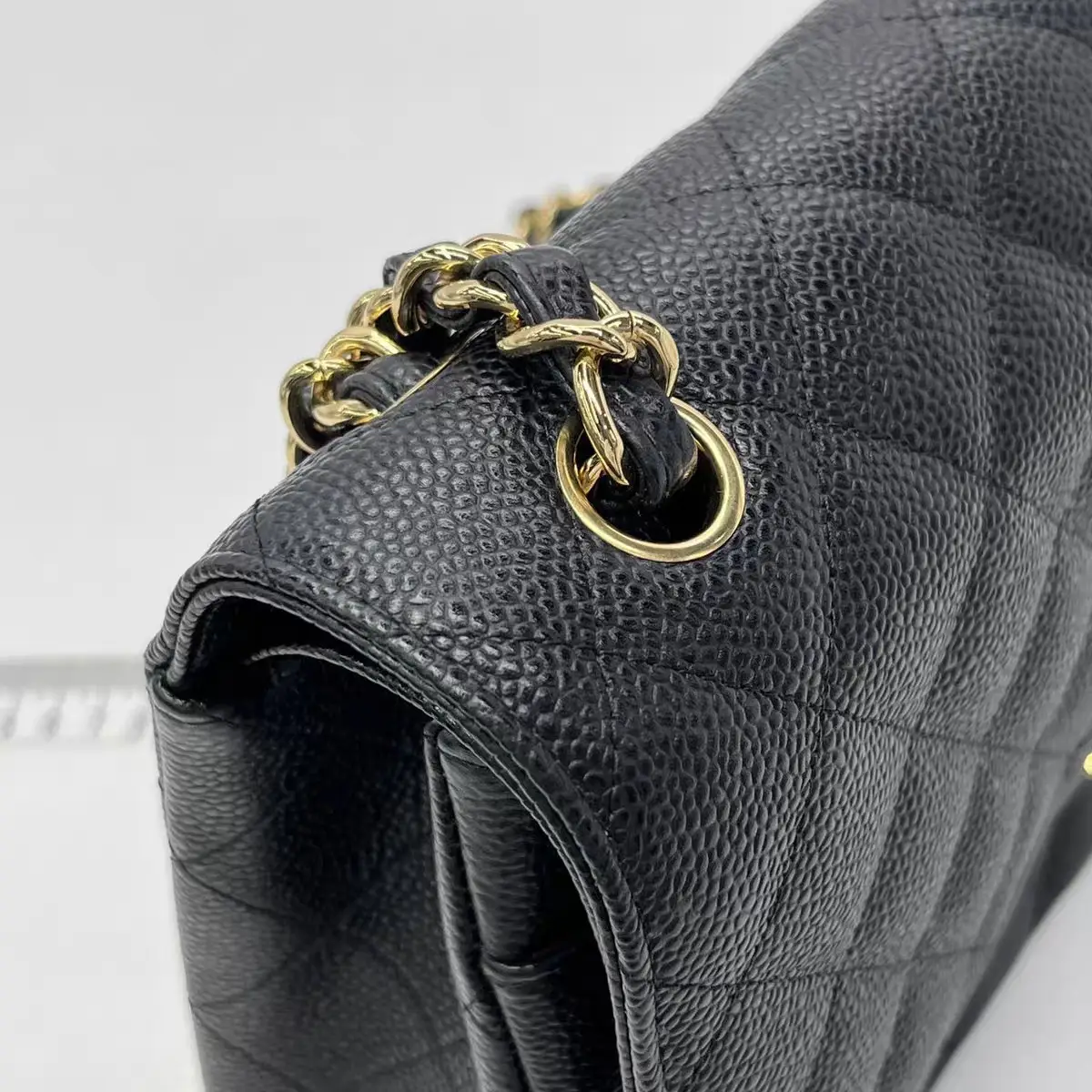 CHANEL Classic Flap Large / Jumbo Bag Black Caviar Leather Gold Hardware CHANEL Classic Flap Large / Jumbo Bag Black Caviar Leather Gold Hardware