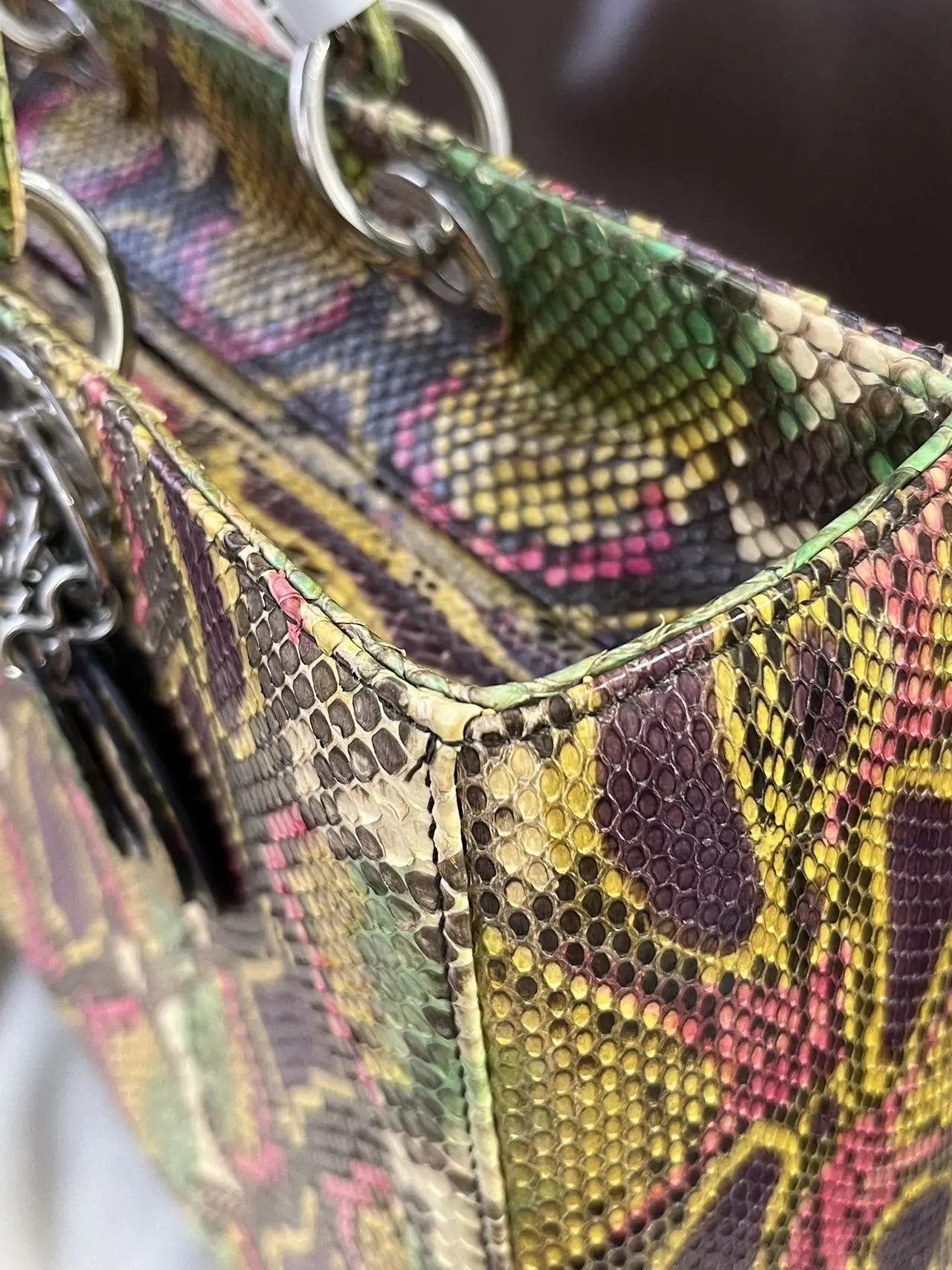 DIOR Large Lady Dior Lady Bag Multicolour Python Leather Bag Limited Version DIOR Large Lady Dior Lady Bag Multicolour Python Leather Bag Limited Version