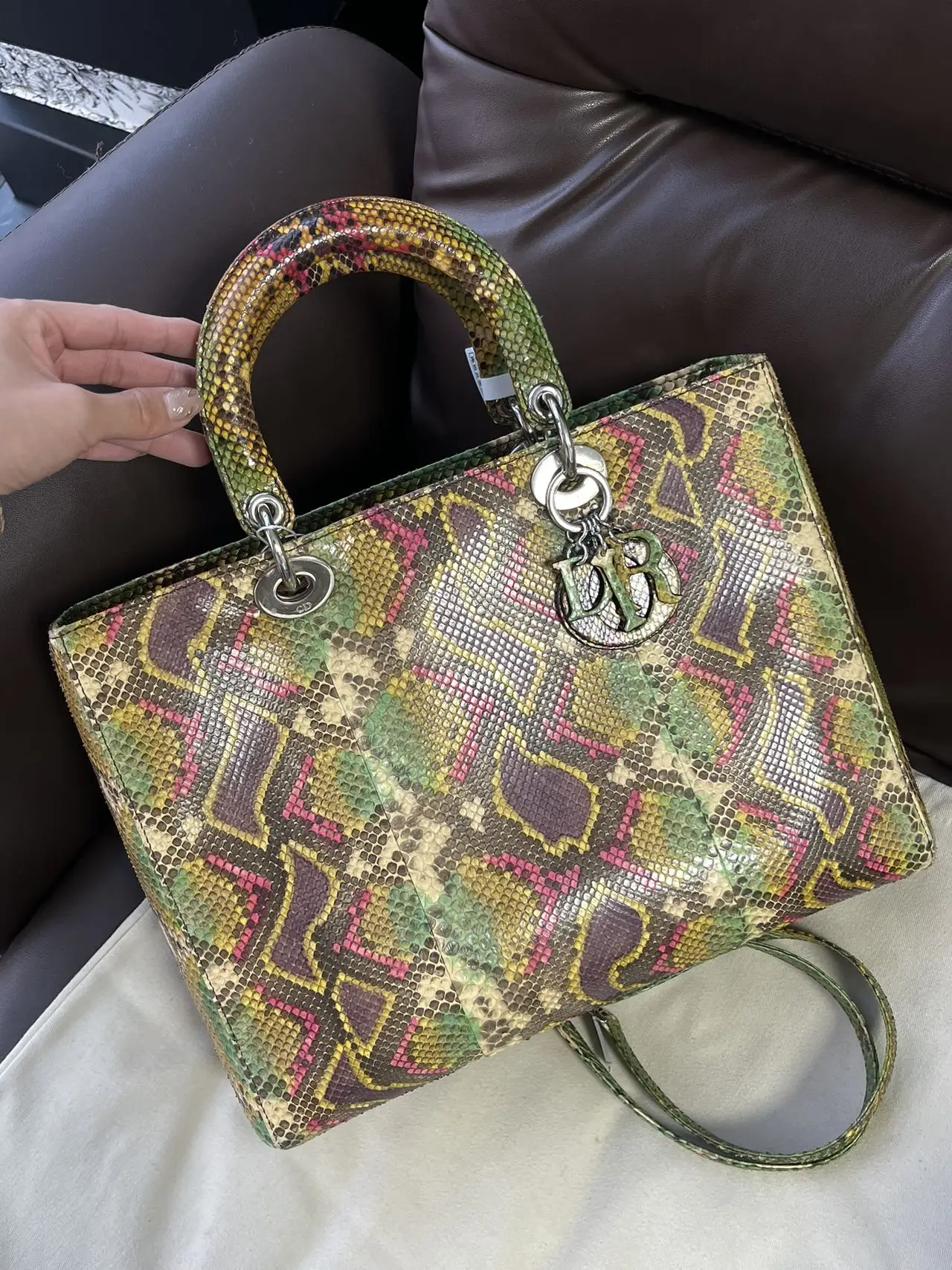 DIOR Large Lady Dior Lady Bag Multicolour Python Leather Bag Limited Version DIOR Large Lady Dior Lady Bag Multicolour Python Leather Bag Limited Version