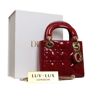 DIOR Mini Lady Dior Lady Mini Bag Cherry Red Patent Leather