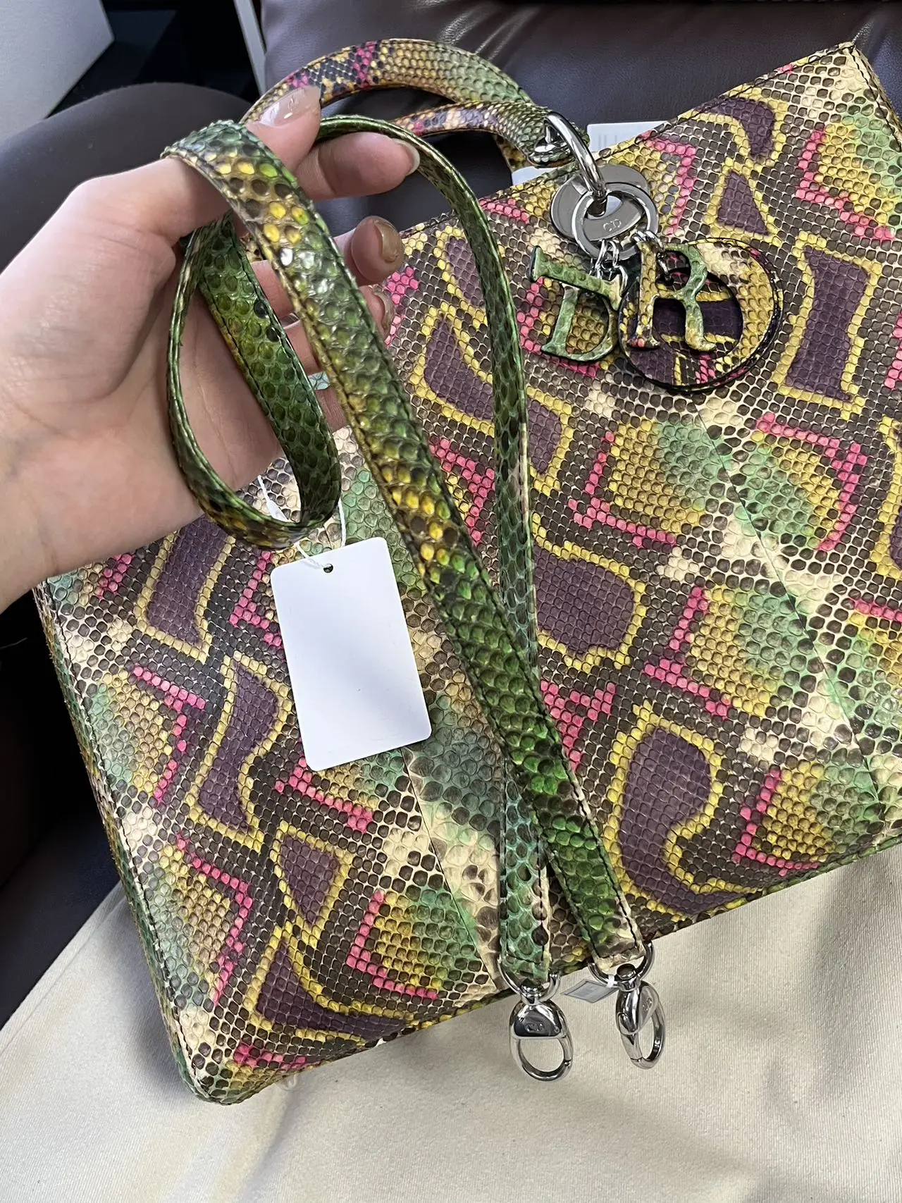 DIOR Large Lady Dior Lady Bag Multicolour Python Leather Bag Limited Version DIOR Large Lady Dior Lady Bag Multicolour Python Leather Bag Limited Version