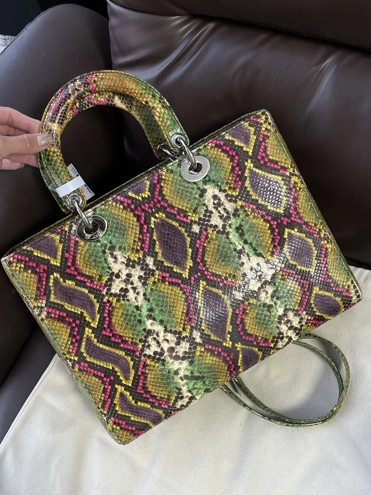 DIOR Large Lady Dior Lady Bag Multicolour Python Leather Bag Limited Version DIOR Large Lady Dior Lady Bag Multicolour Python Leather Bag Limited Version