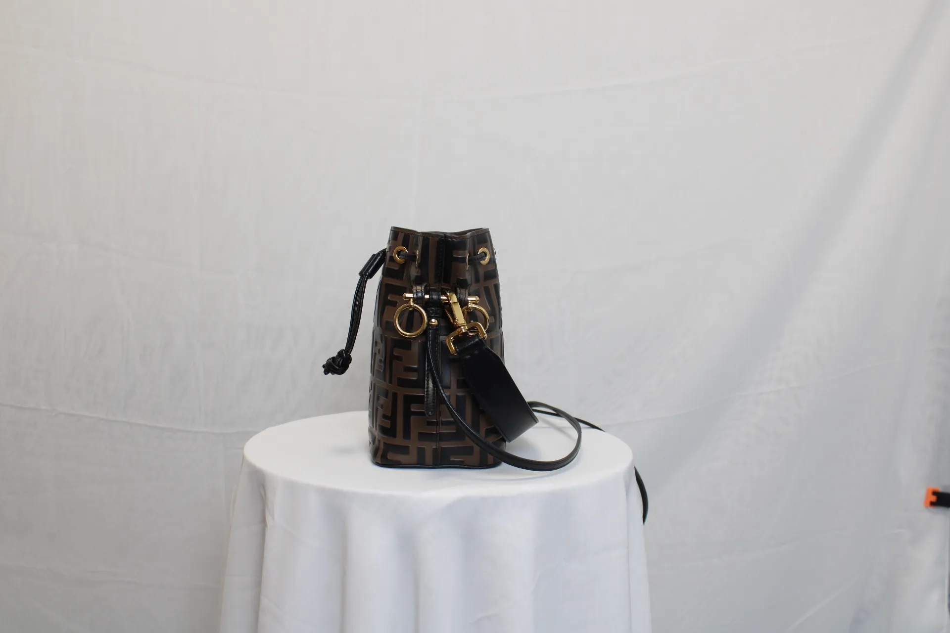 FENDI Mon Trésor FF Print Brown leather Mini Bucket Bag FENDI Mon Trésor FF Print Brown leather Mini Bucket Bag