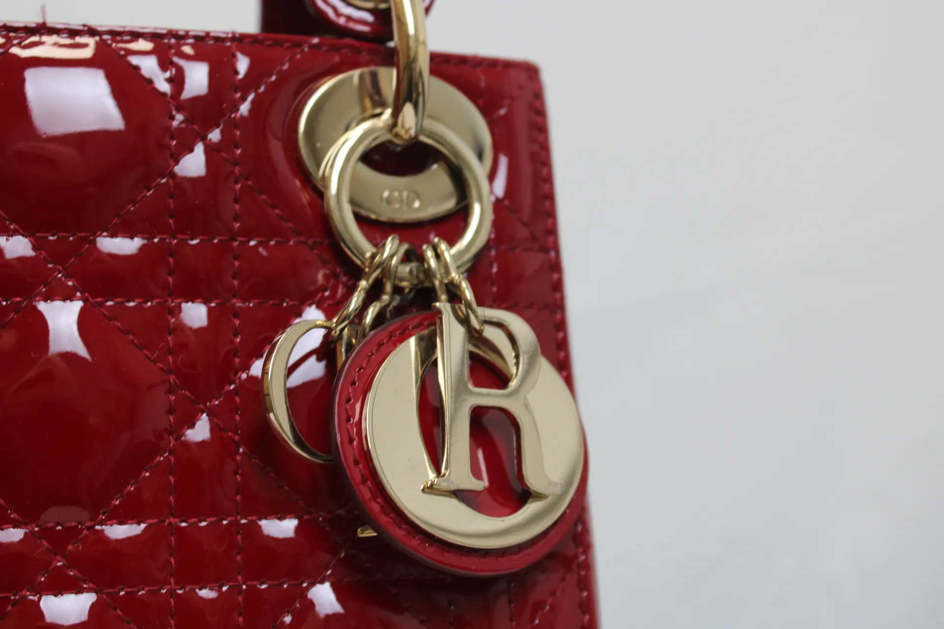 DIOR Mini Lady Dior Lady Mini Bag Cherry Red Patent Leather DIOR Mini Lady Dior Lady Mini Bag Cherry Red Patent Leather
