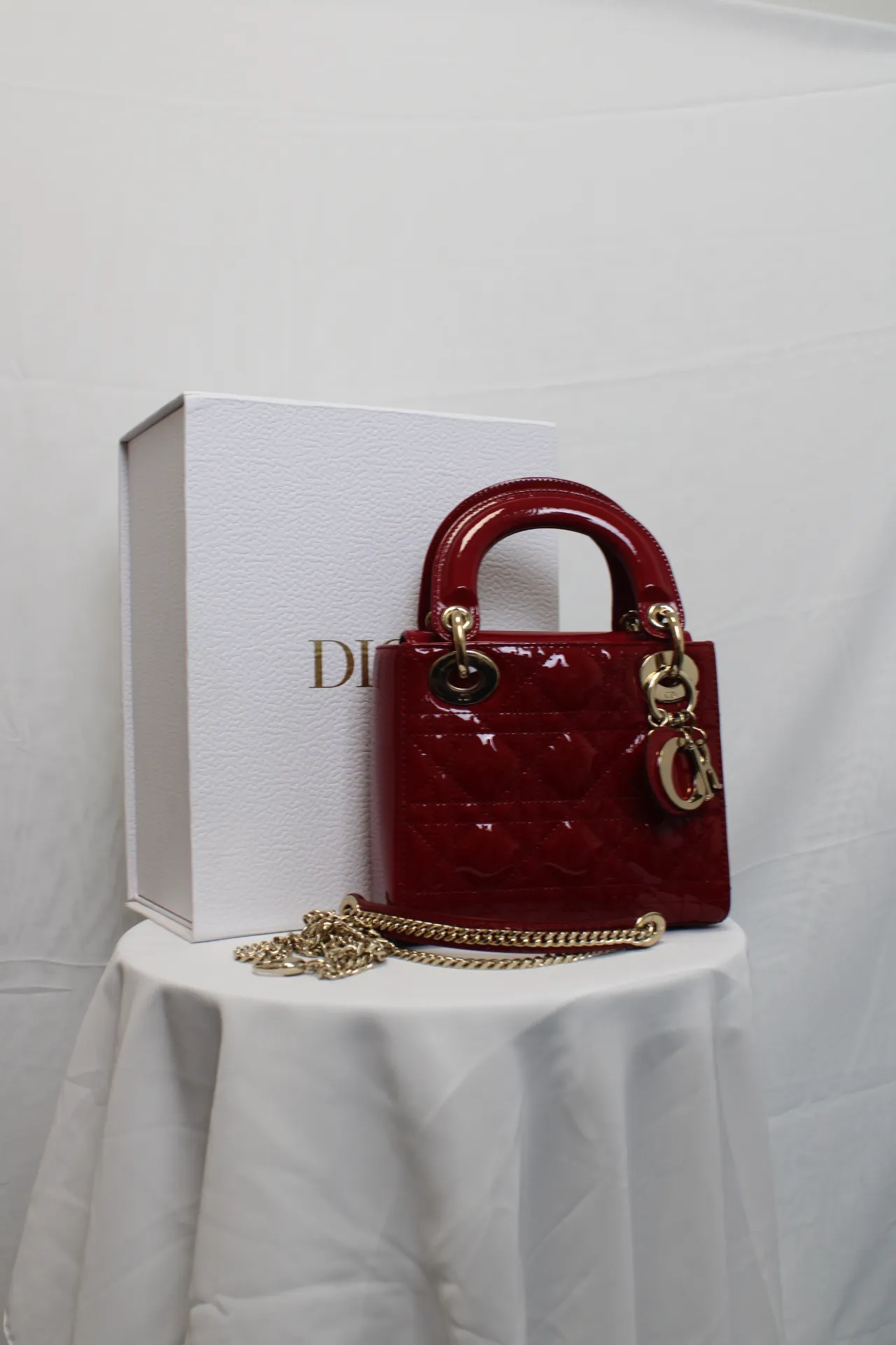 DIOR Mini Lady Dior Lady Mini Bag Cherry Red Patent Leather DIOR Mini Lady Dior Lady Mini Bag Cherry Red Patent Leather