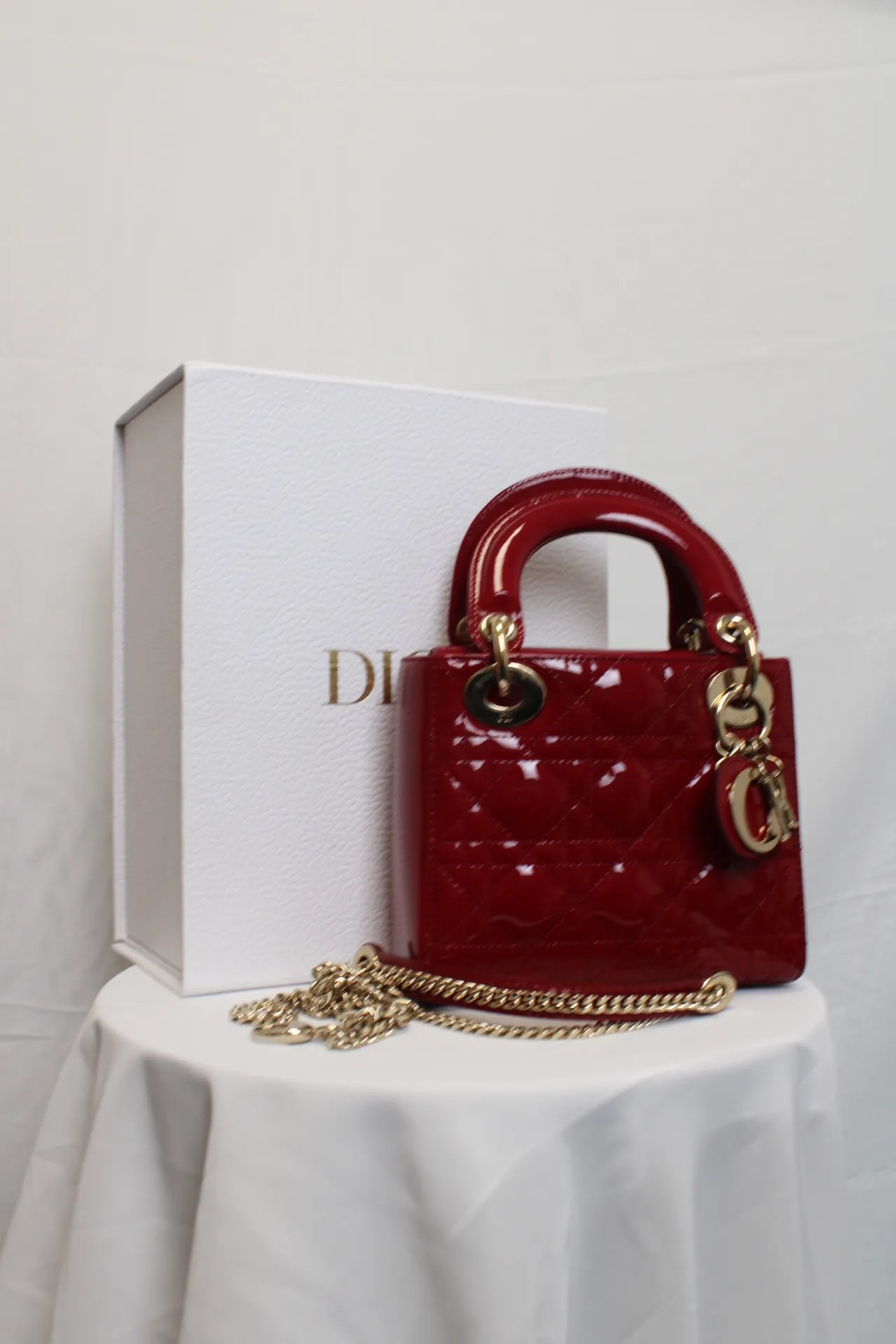 DIOR Mini Lady Dior Lady Mini Bag Cherry Red Patent Leather DIOR Mini Lady Dior Lady Mini Bag Cherry Red Patent Leather