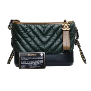 CHANEL Gabrielle Small Leather Green / Blue