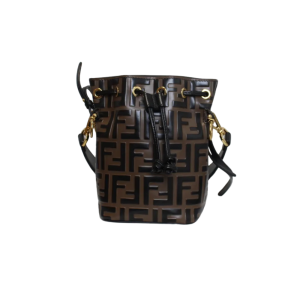 FENDI Mon Trésor FF Print Brown leather Mini Bucket Bag