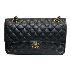 CHANEL Classic Flap Bag Black Medium Caviar Leather