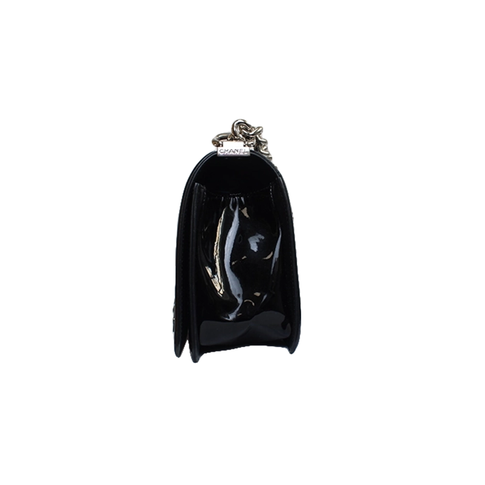 CHANEL Black Patent Leather Boy Bag CHANEL Black Patent Leather Boy Bag