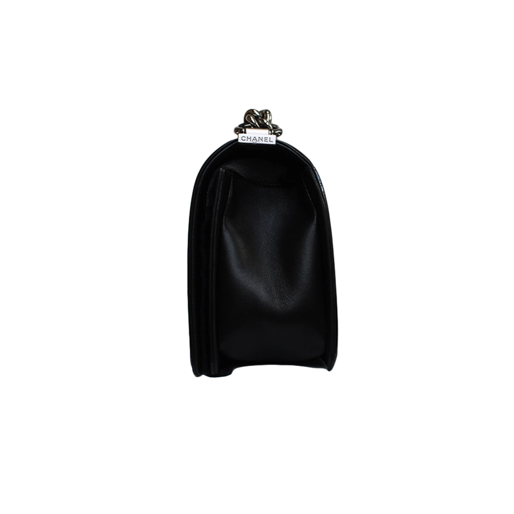 CHANEL Black / Brown Patent Medium Boy Bag CHANEL Black / Brown Patent Medium Boy Bag