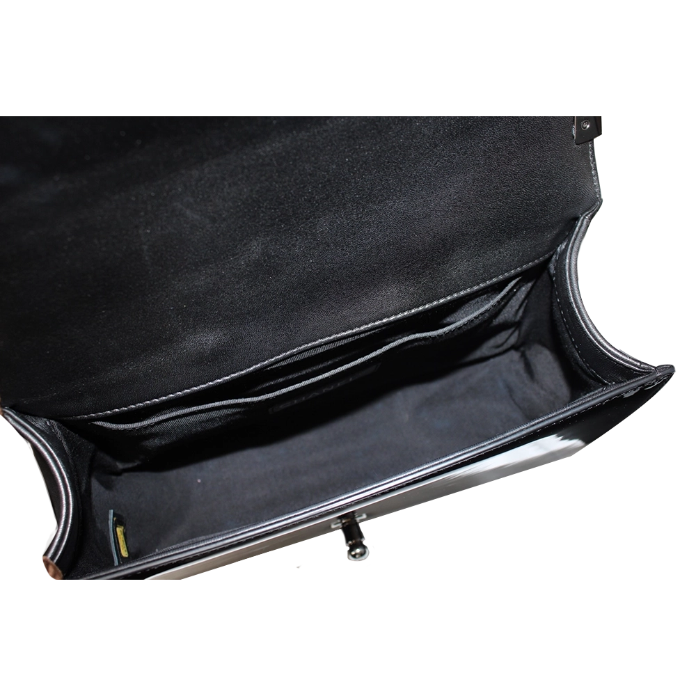 CHANEL Black Patent Leather Boy Bag CHANEL Black Patent Leather Boy Bag