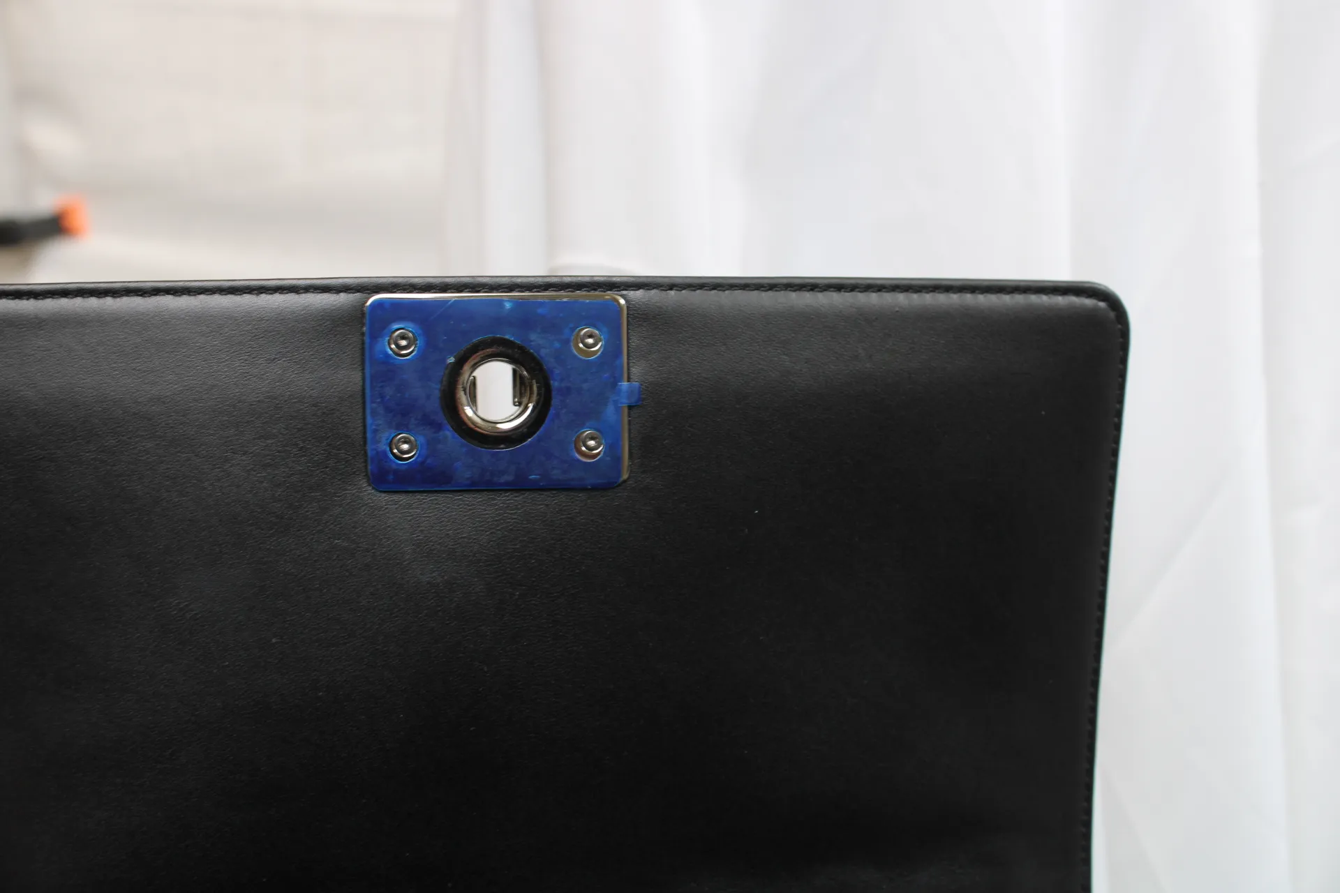 CHANEL Black / Brown Patent Medium Boy Bag CHANEL Black / Brown Patent Medium Boy Bag