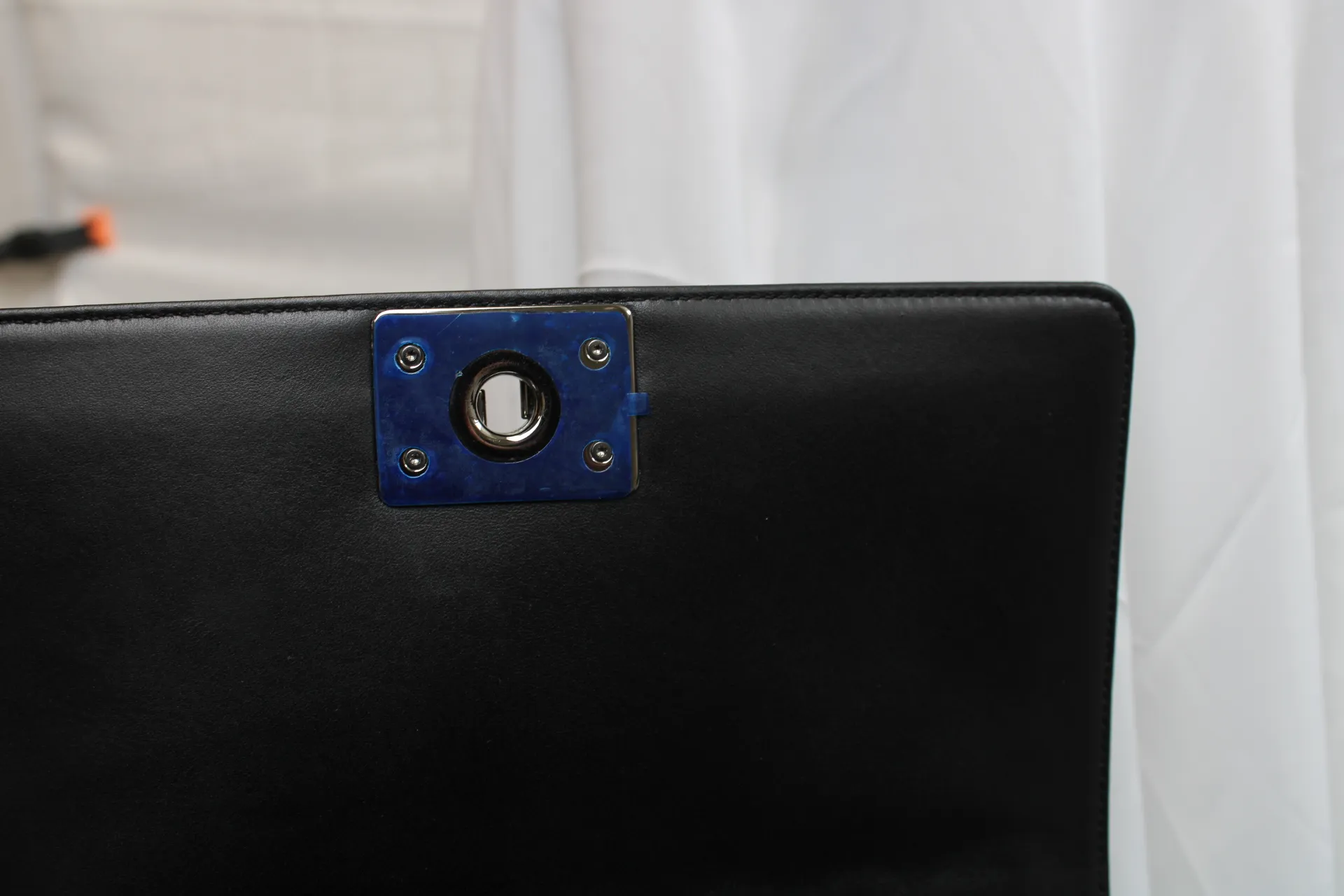 CHANEL Black / Brown Patent Medium Boy Bag CHANEL Black / Brown Patent Medium Boy Bag