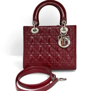 DIOR Medium Lady Dior Bag Cherry Red Patent Cannage Calfskin