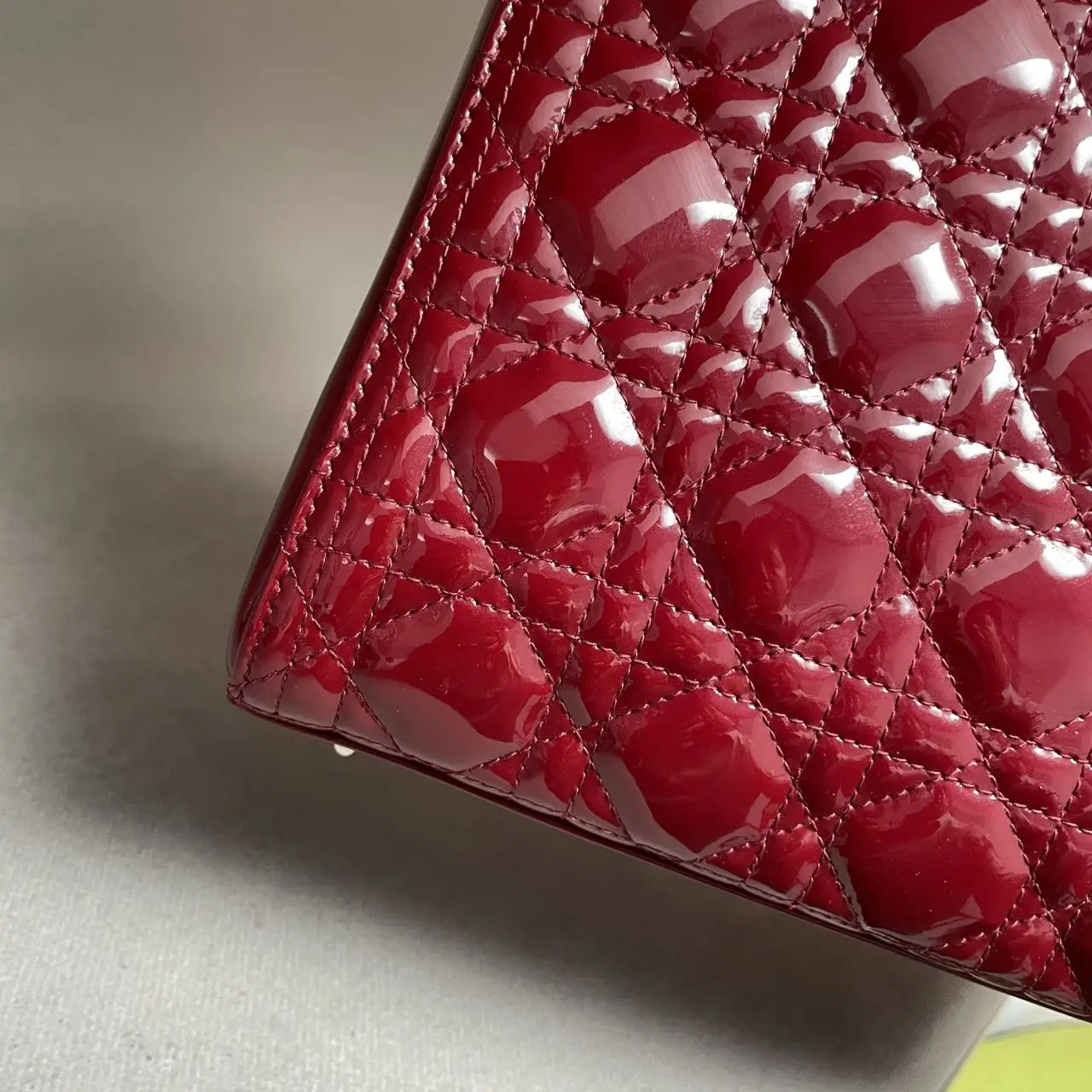 DIOR Medium Lady Dior Bag Cherry Red Patent Cannage Calfskin DIOR Medium Lady Dior Bag Cherry Red Patent Cannage Calfskin