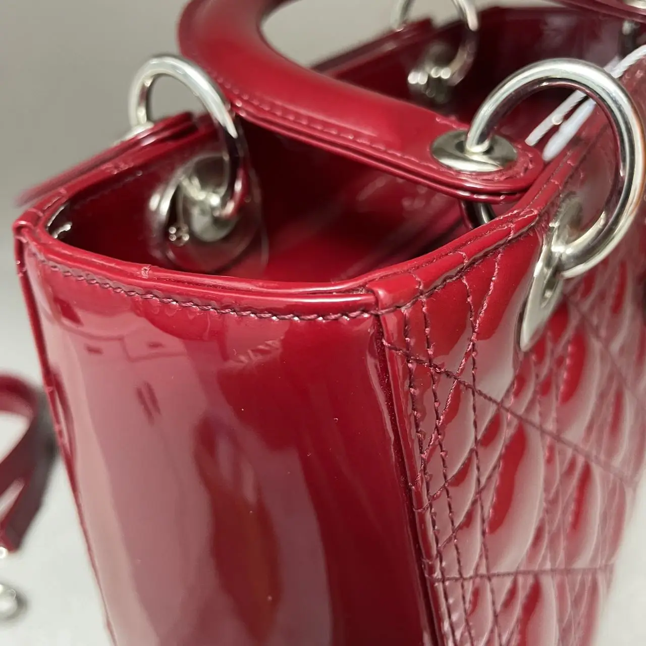 DIOR Medium Lady Dior Bag Cherry Red Patent Cannage Calfskin DIOR Medium Lady Dior Bag Cherry Red Patent Cannage Calfskin