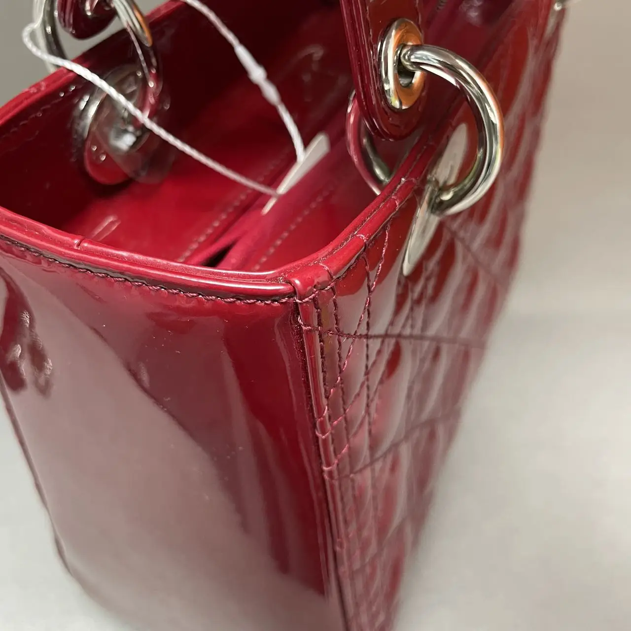 DIOR Medium Lady Dior Bag Cherry Red Patent Cannage Calfskin DIOR Medium Lady Dior Bag Cherry Red Patent Cannage Calfskin