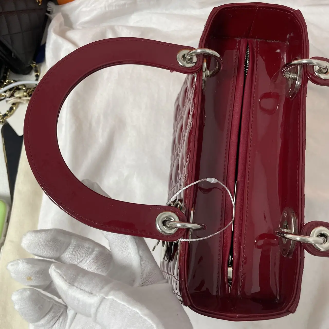 DIOR Medium Lady Dior Bag Cherry Red Patent Cannage Calfskin DIOR Medium Lady Dior Bag Cherry Red Patent Cannage Calfskin