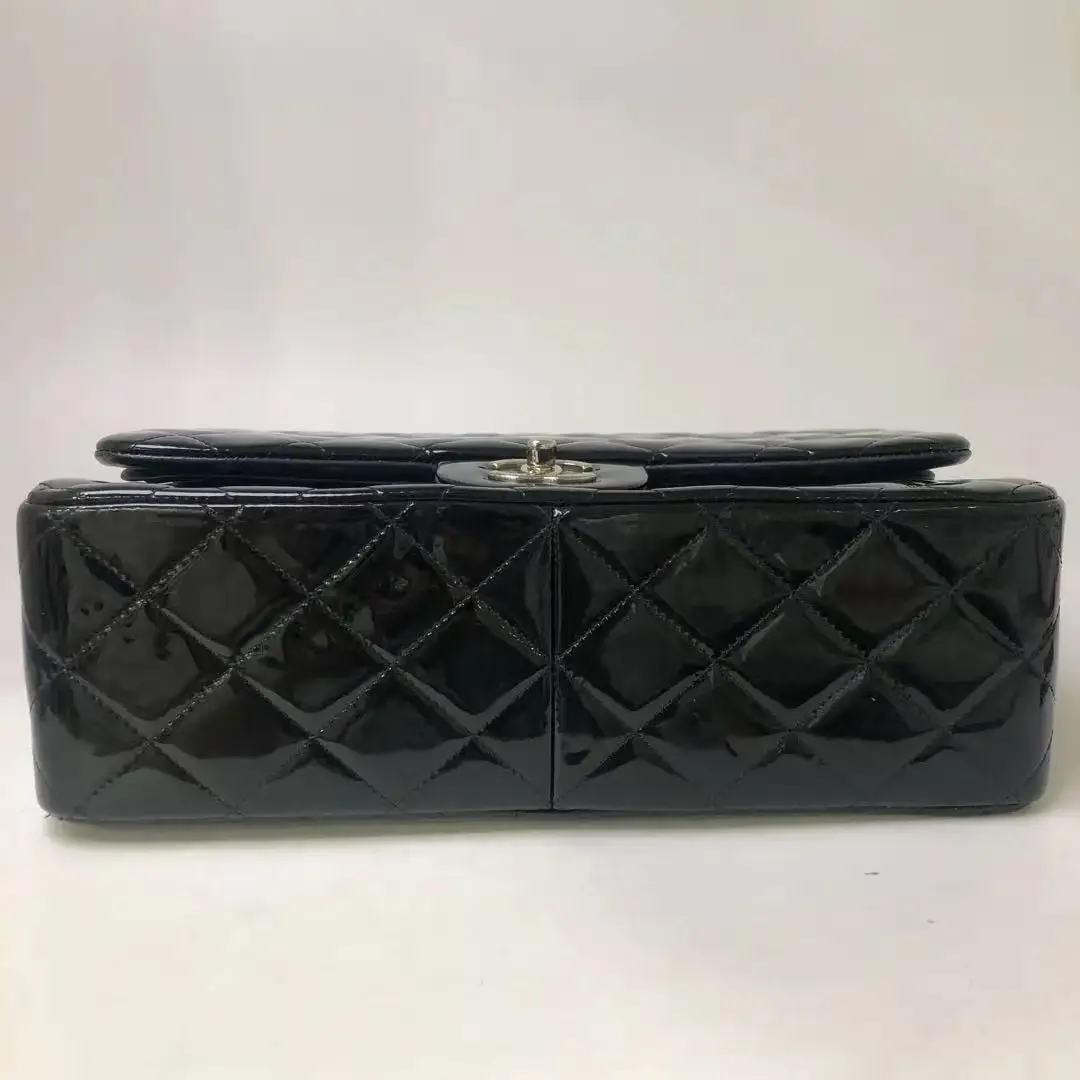 CHANEL Black Jumbo / Large Classic Flap Bag Patent Leather Handbag CHANEL Black Jumbo / Large Classic Flap Bag Patent Leather Handbag