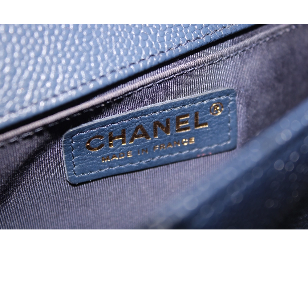 CHANEL Medium Navy Caviar Leather Boy Bag CHANEL Medium Navy Caviar Leather Boy Bag