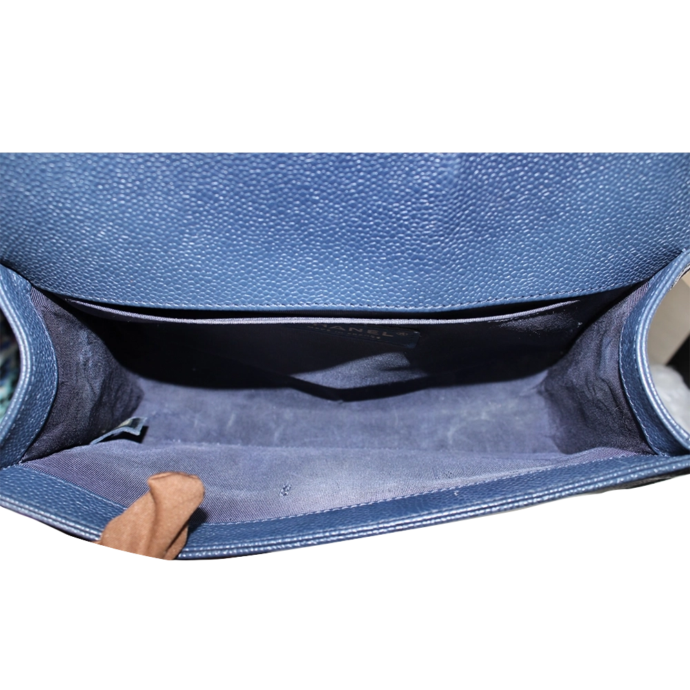 CHANEL Medium Navy Caviar Leather Boy Bag CHANEL Medium Navy Caviar Leather Boy Bag