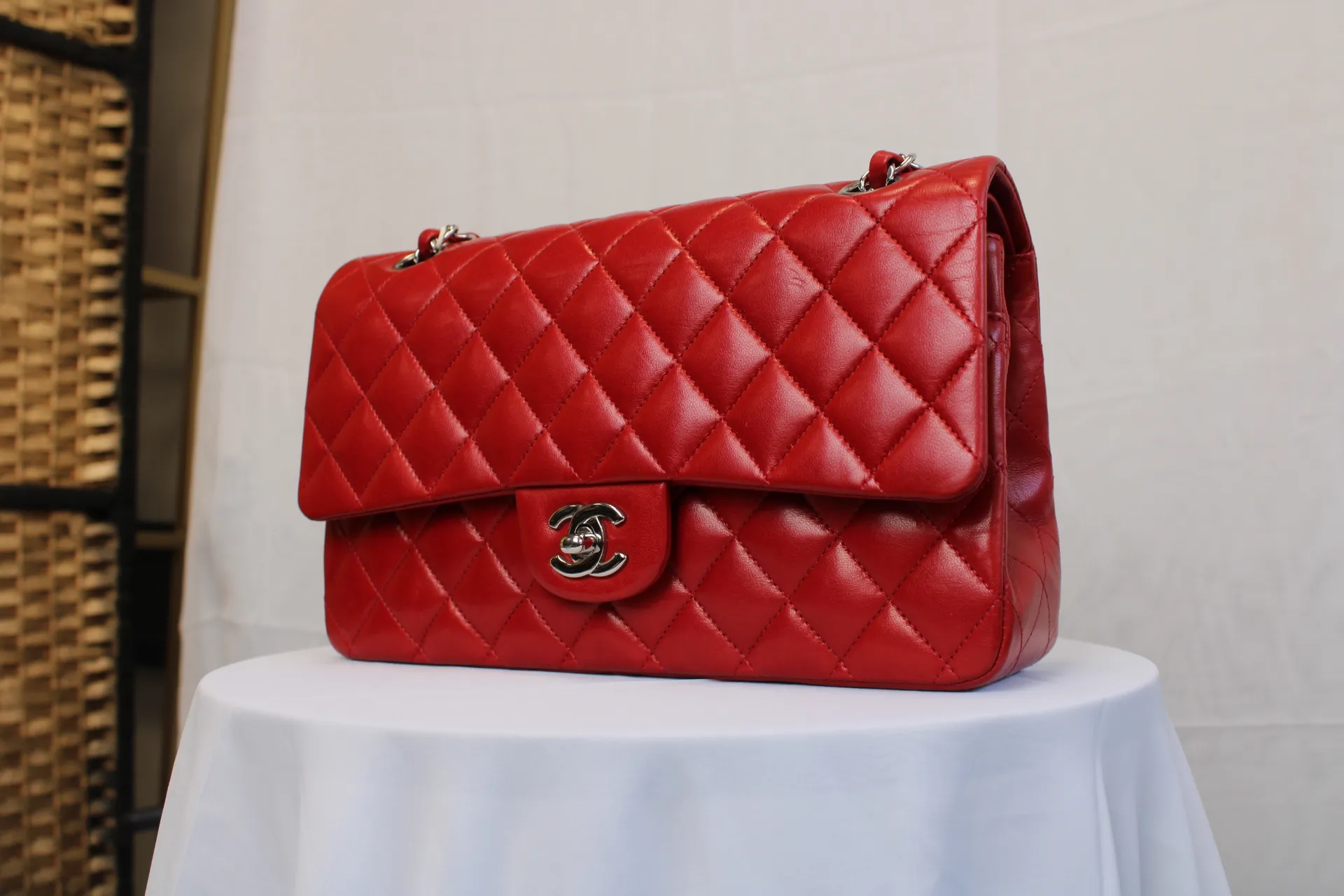 CHANEL 11.22 Classic Flap Handbag Medium Red Lambskin CHANEL 11.22 Classic Flap Handbag Medium Red Lambskin