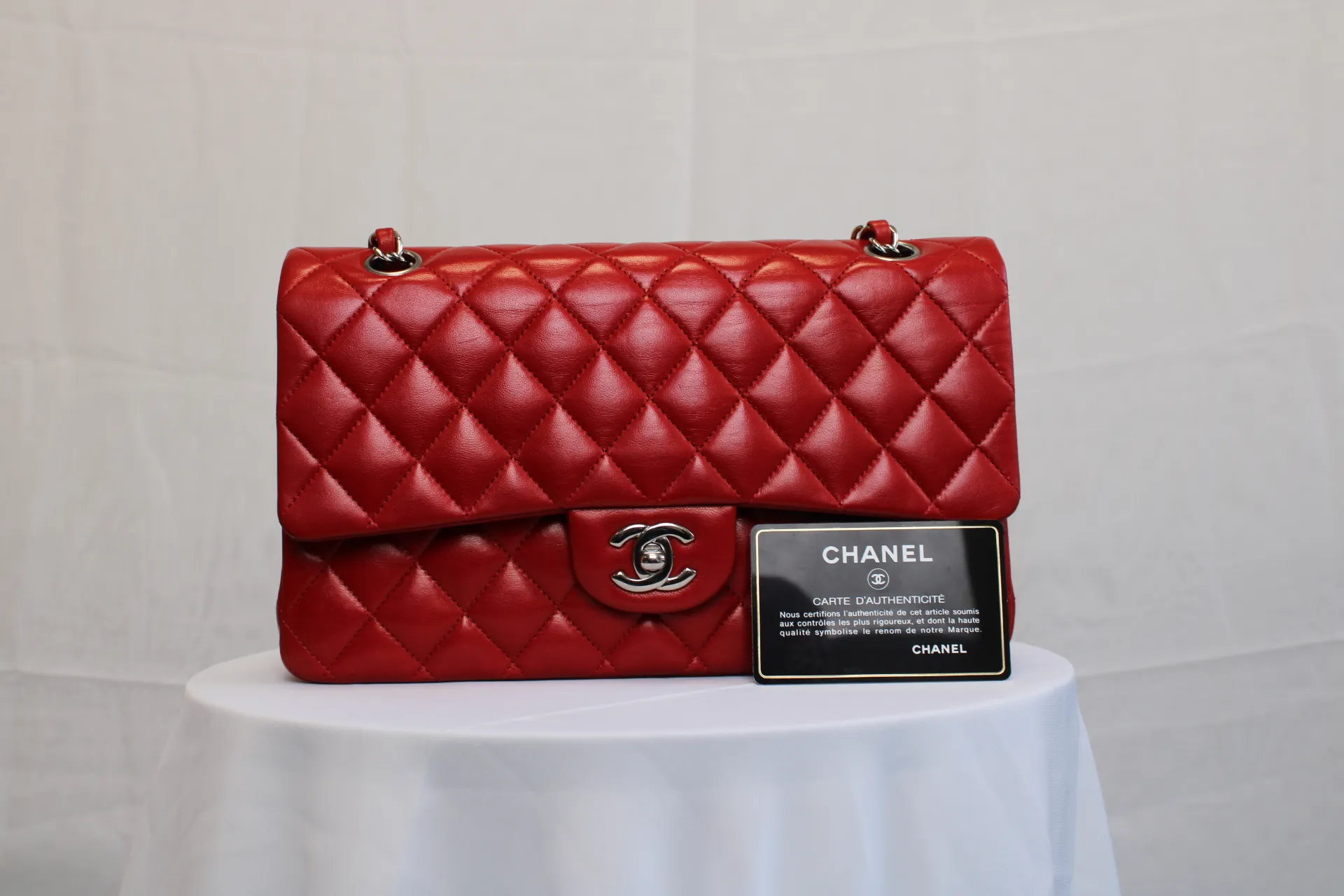 CHANEL 11.22 Classic Flap Handbag Medium Red Lambskin CHANEL 11.22 Classic Flap Handbag Medium Red Lambskin
