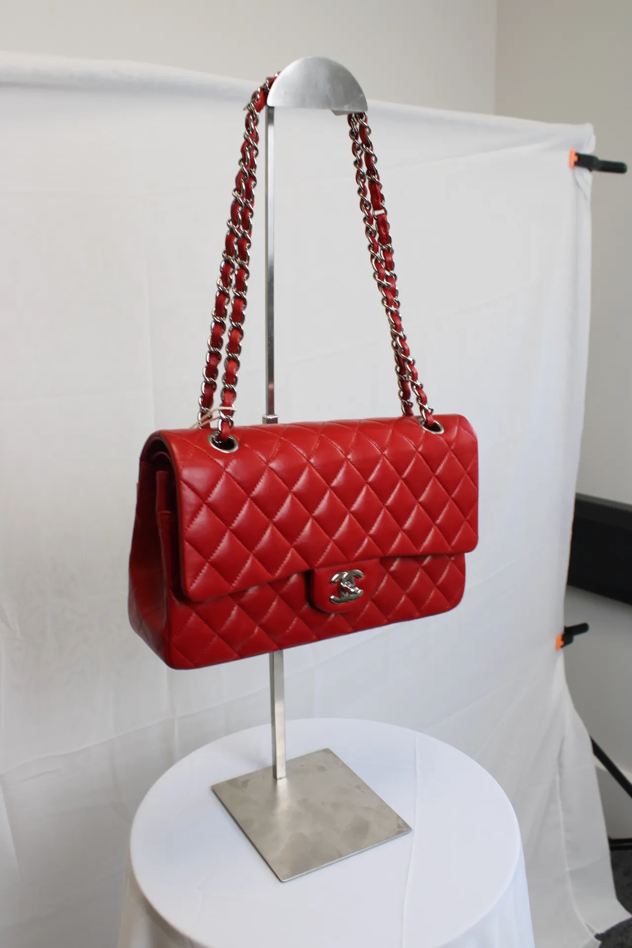 CHANEL 11.22 Classic Flap Handbag Medium Red Lambskin CHANEL 11.22 Classic Flap Handbag Medium Red Lambskin