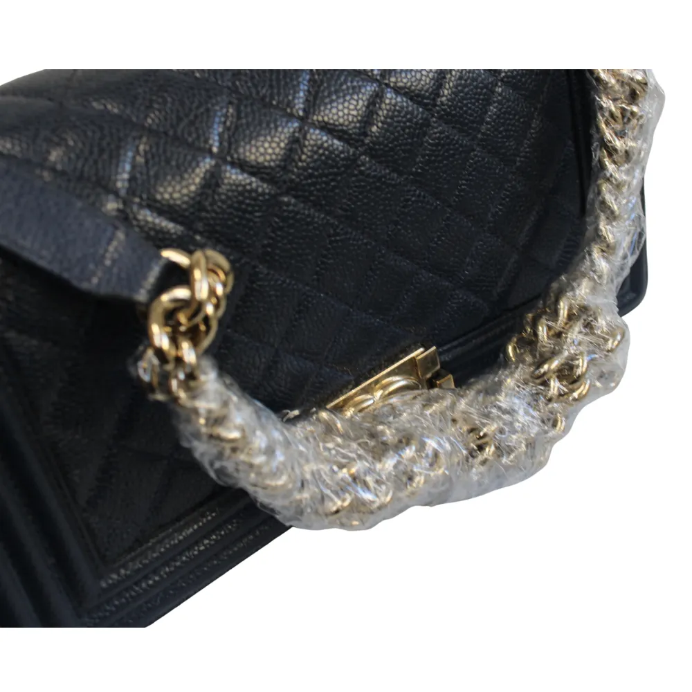 CHANEL Medium Navy Caviar Leather Boy Bag CHANEL Medium Navy Caviar Leather Boy Bag