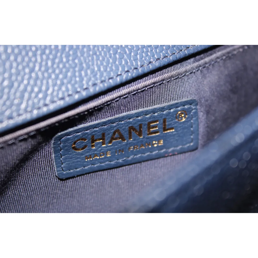 CHANEL Medium Navy Caviar Leather Boy Bag CHANEL Medium Navy Caviar Leather Boy Bag