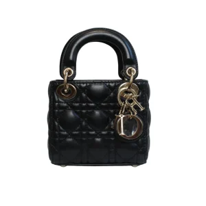 DIOR Lady Dior Micro Bag Black Cannage Lambskin Gold Hardware