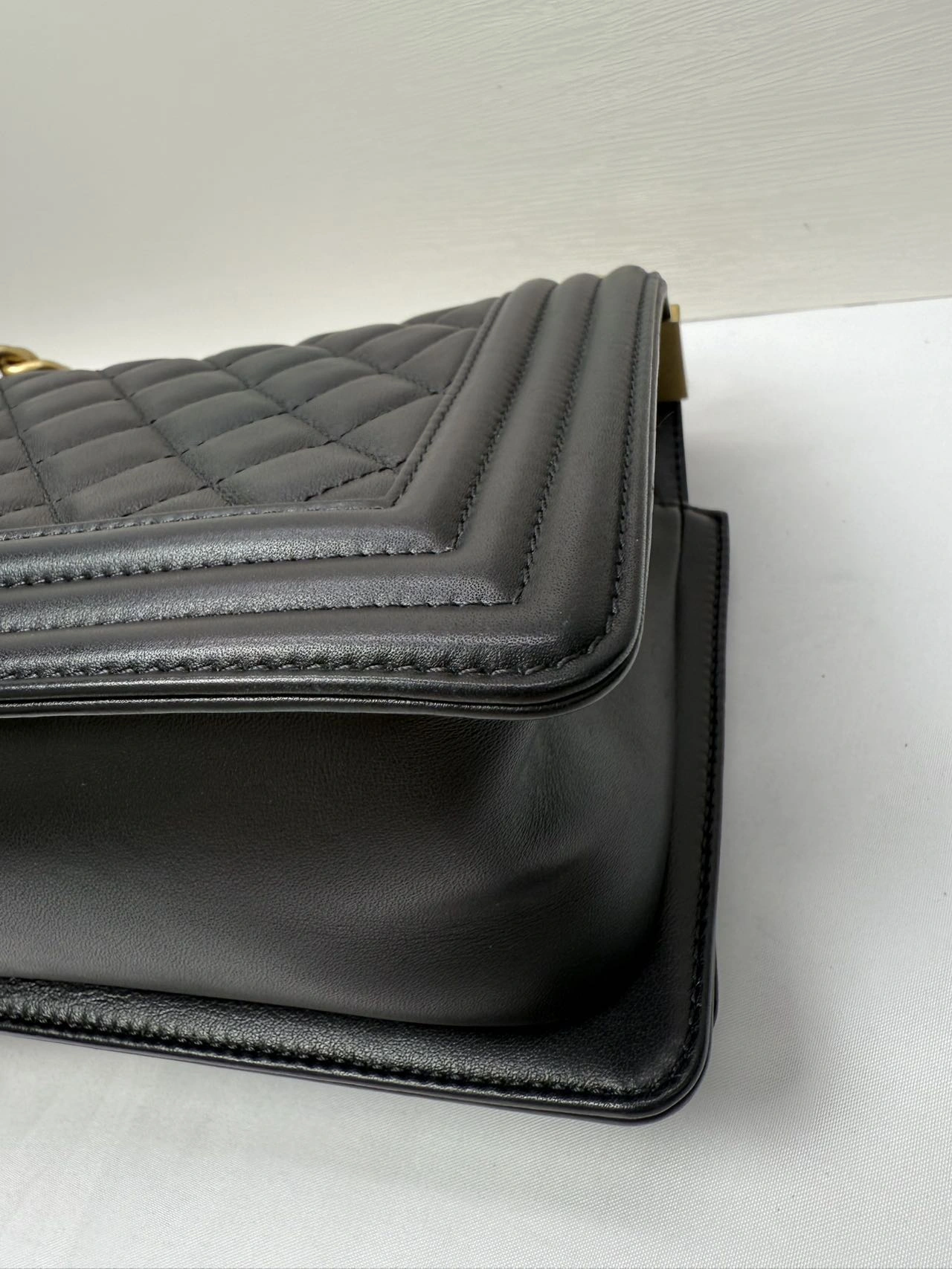 CHANEL Medium Black Lambskin Boy Bag Gold Hardware CHANEL Medium Black Lambskin Boy Bag Gold Hardware