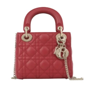 Dior Mini Lady Dior Bag Cherry Red Cannage Lambskin