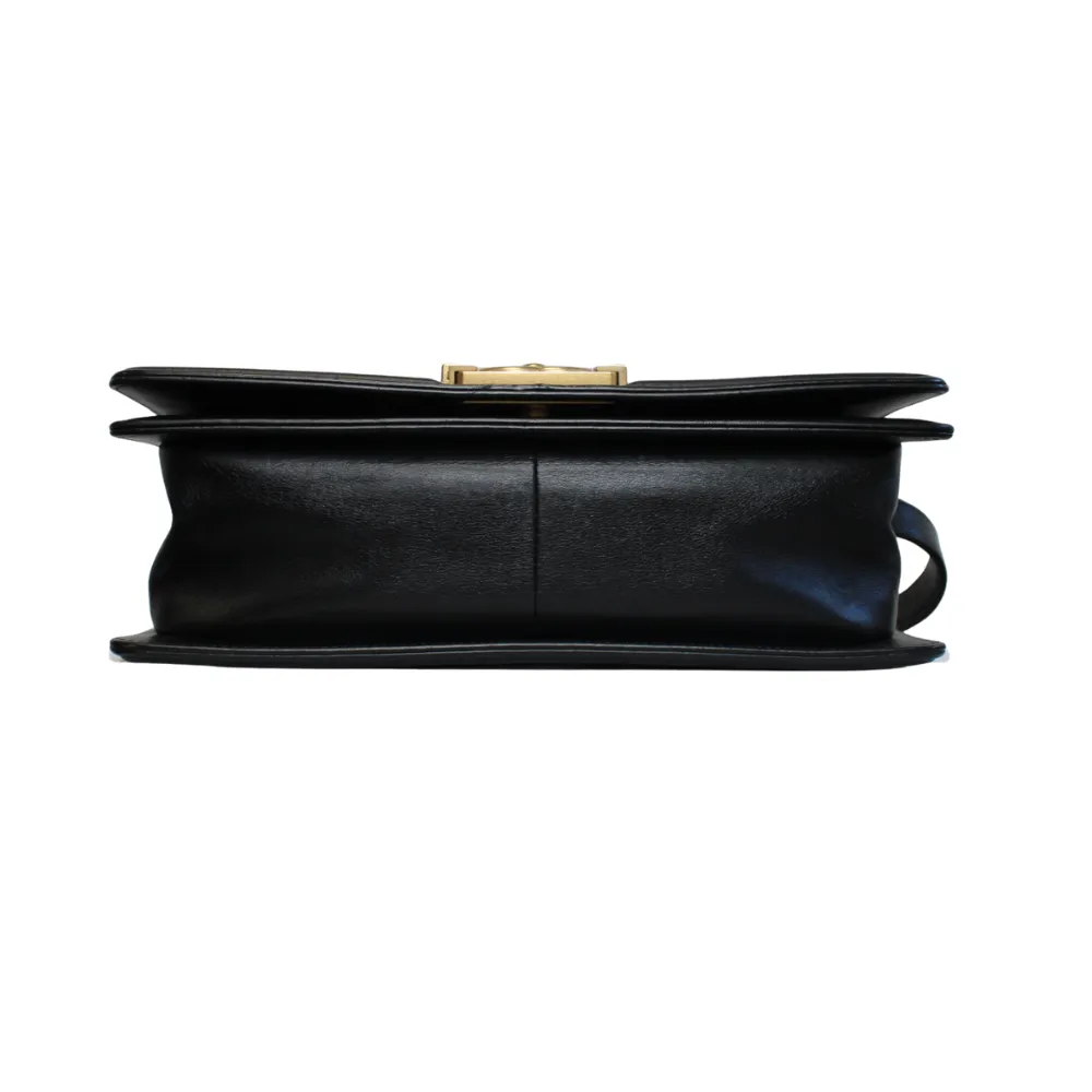 CHANEL Medium Black Lambskin Boy Bag Gold Hardware CHANEL Medium Black Lambskin Boy Bag Gold Hardware