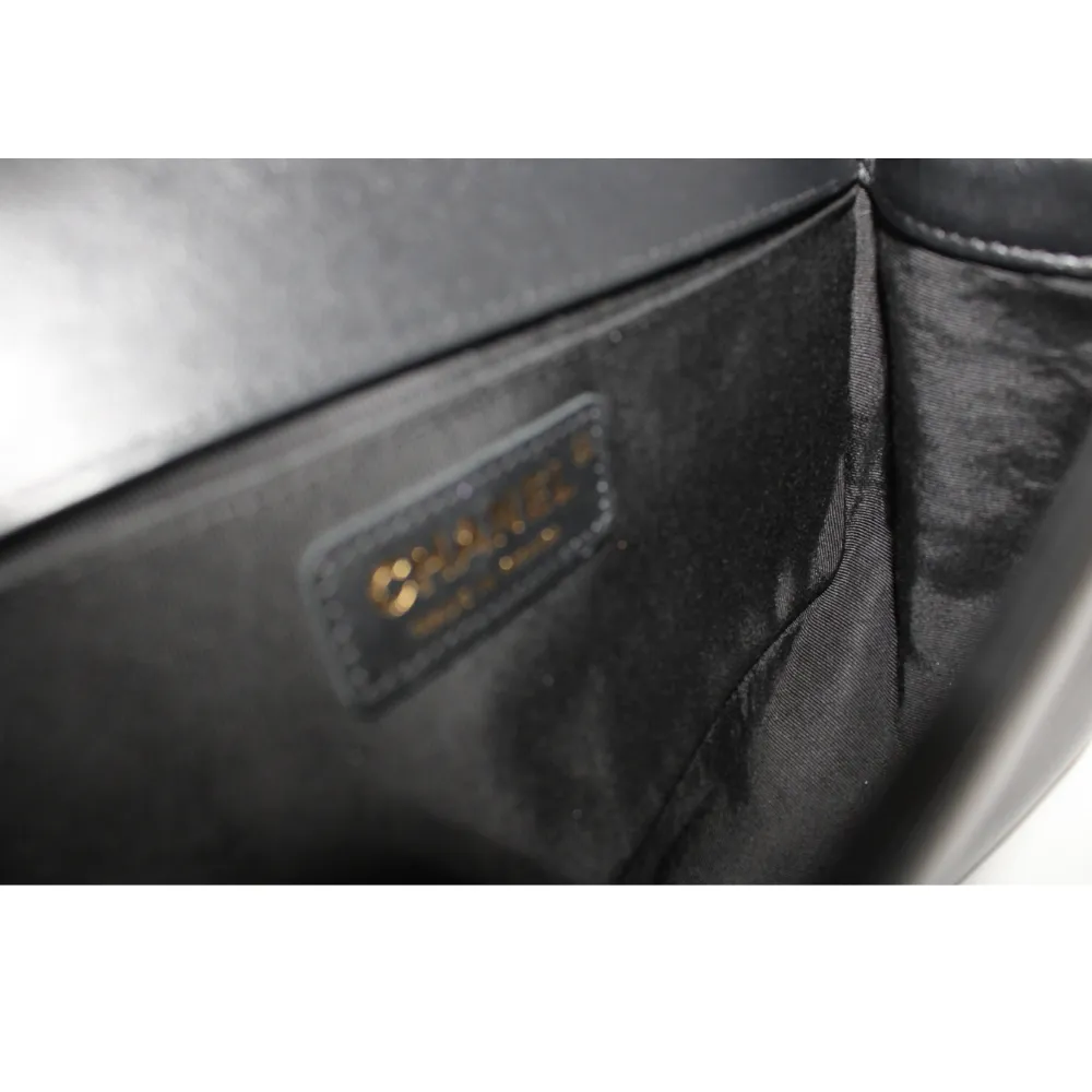 CHANEL Medium Black Lambskin Boy Bag Gold Hardware CHANEL Medium Black Lambskin Boy Bag Gold Hardware