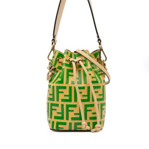 FENDI Mon Trésor FF Veritigo Yellow leather Mini Bucket Bag