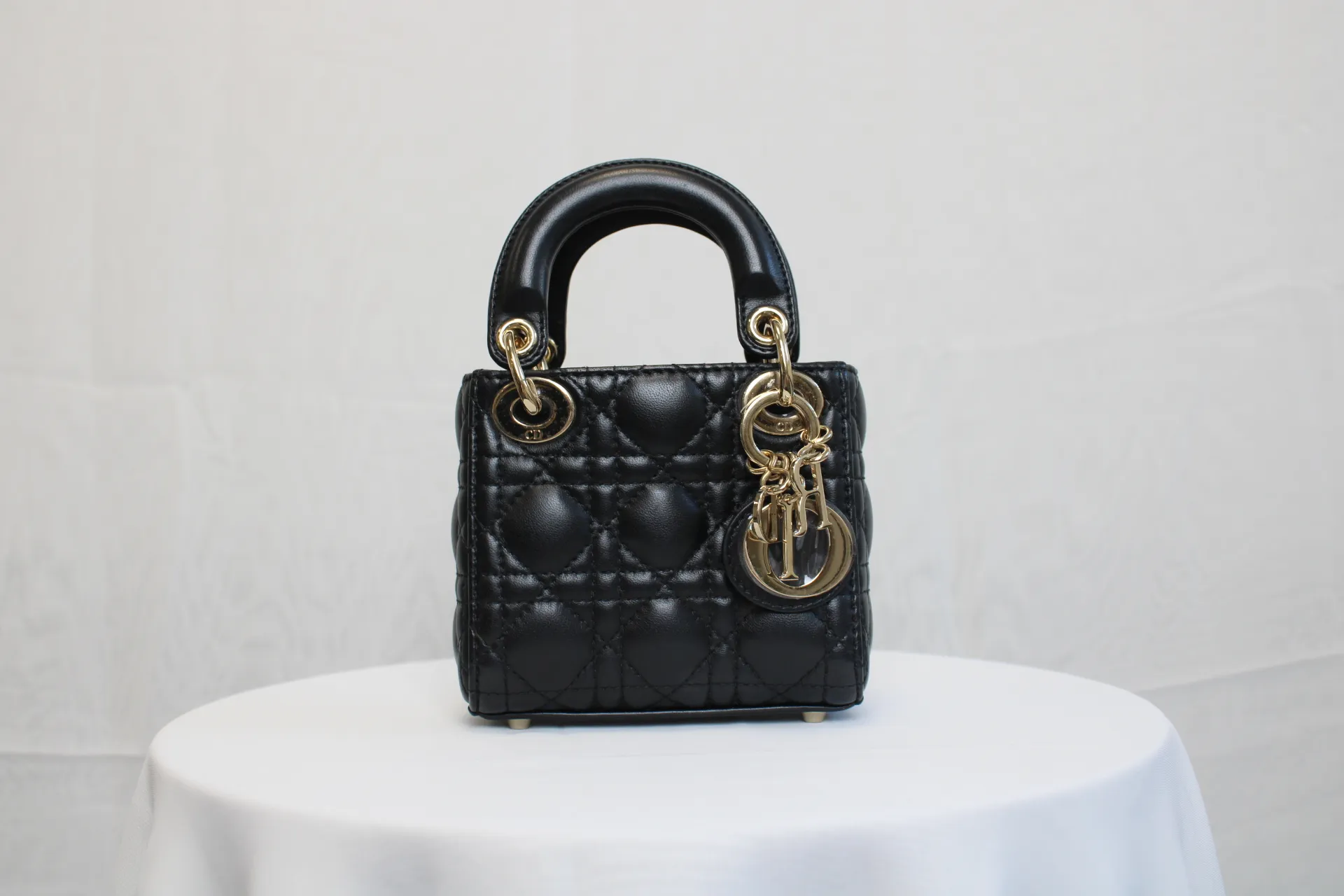 DIOR Lady Dior Micro Bag Black Cannage Lambskin Gold Hardware DIOR Lady Dior Micro Bag Black Cannage Lambskin Gold Hardware
