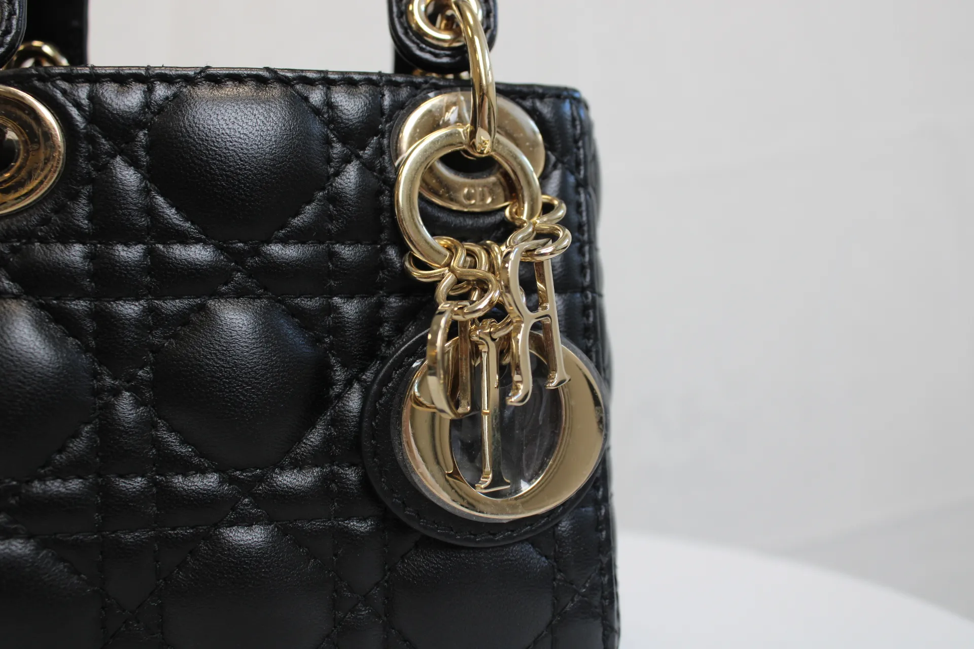 DIOR Lady Dior Micro Bag Black Cannage Lambskin Gold Hardware DIOR Lady Dior Micro Bag Black Cannage Lambskin Gold Hardware