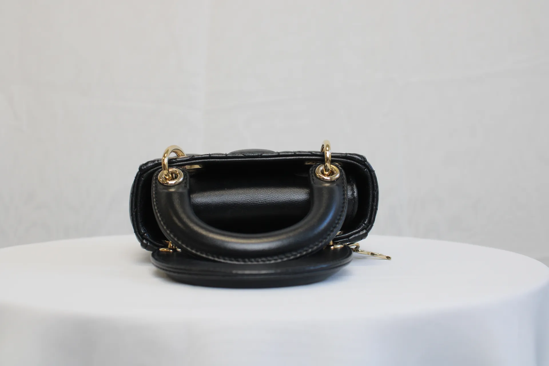 DIOR Lady Dior Micro Bag Black Cannage Lambskin Gold Hardware DIOR Lady Dior Micro Bag Black Cannage Lambskin Gold Hardware