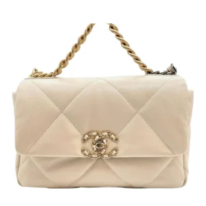 CHANEL 19 Flap Cream Bag