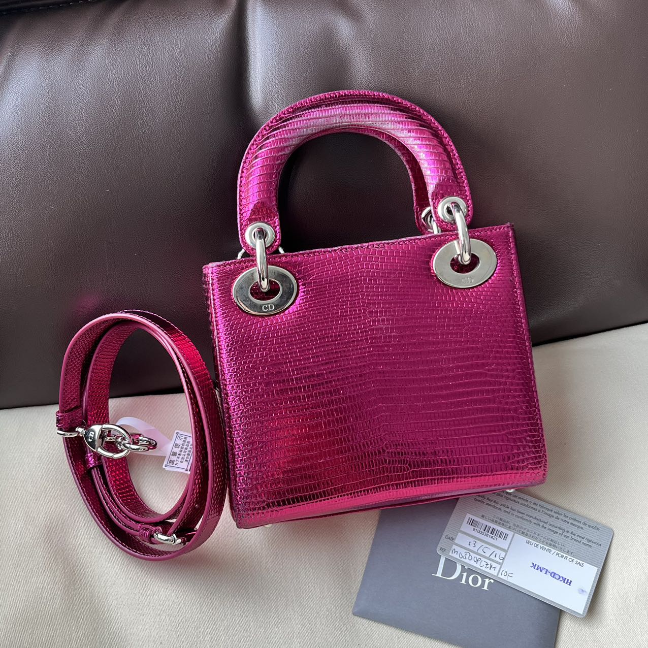 Dior Mini Lady Dior Bag Pink Cannage Python Leather Limited Vesion Bag