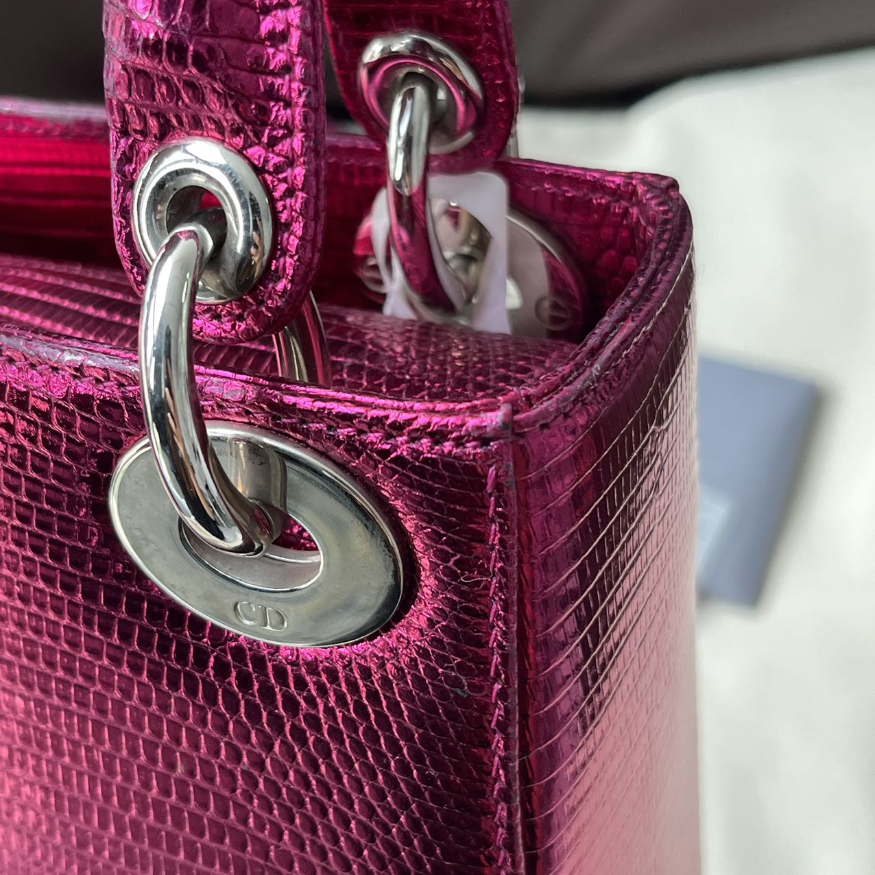 Dior Mini Lady Dior Bag Pink Cannage Python Leather Limited Vesion Bag