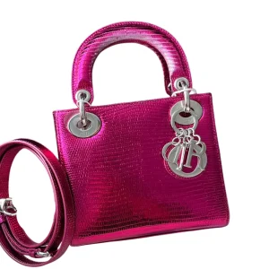Dior Mini Lady Dior Bag Pink Cannage Python Leather Limited Vesion Bag
