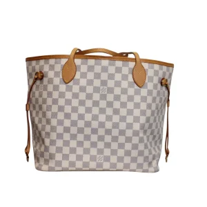 LOUIS VUITTON Neverfull MM Tote Bag Damier Azur Canvas