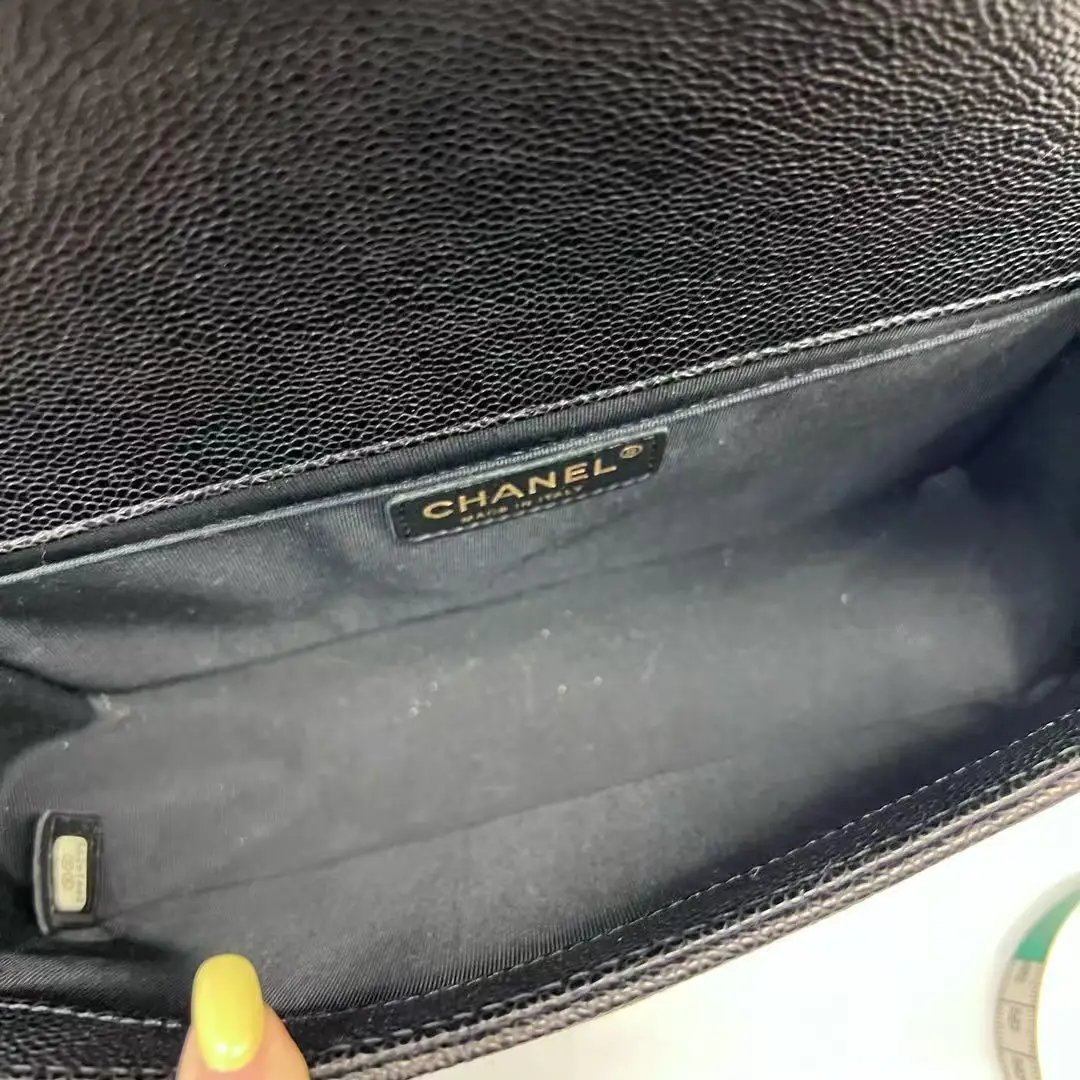 CHANEL Medium Boy Bag Black Caviar Leather Gold Hardware CHANEL Medium Boy Bag Black Caviar Leather Gold Hardware